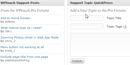 WPTouch Support Forums