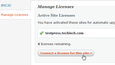 WPTouch Connect a license