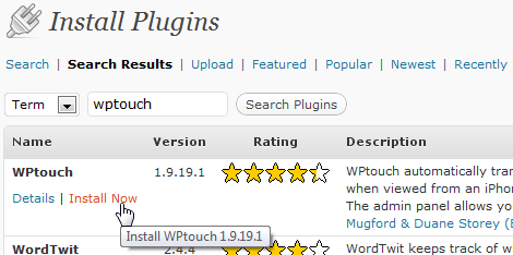 WPTouch Button