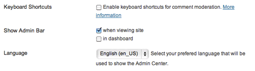 User Profile - Select Language