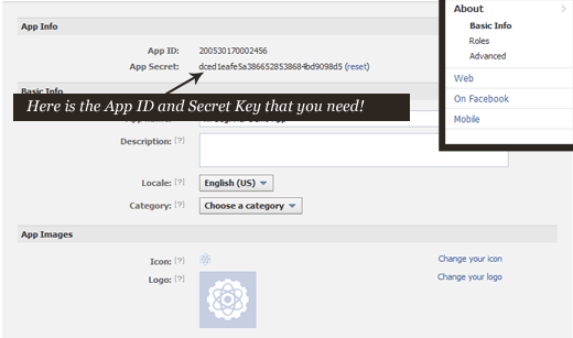 Facebook App ID Screen
