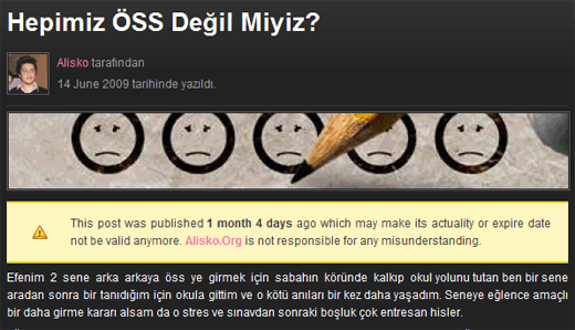 Example for Old Posts Notifier Plugin