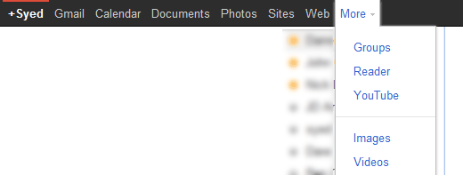 More Dropdown in Google Bar More Dropdown in Google Bar