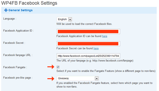 WP4FB Facebook Settings