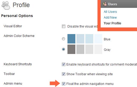 Floating WordPress Admin Menu