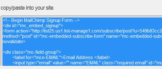 MailChimp Form Embed Code MailChimp Form Embed Code