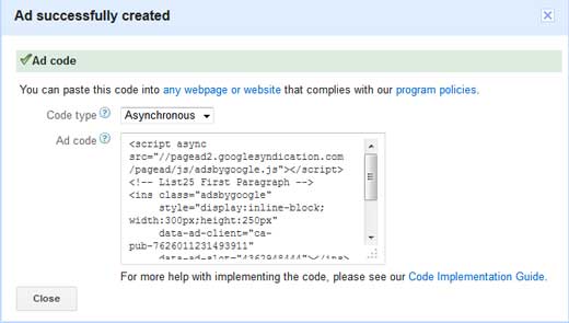 Google AdSense Code