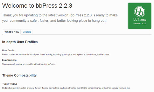 bbPress welcome page