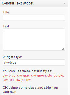 Colorful text widget options