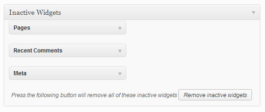 Removing inactive widgets in WordPress Removing inactive widgets in WordPress