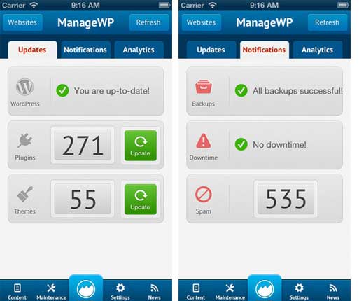 ManageWP iOS App