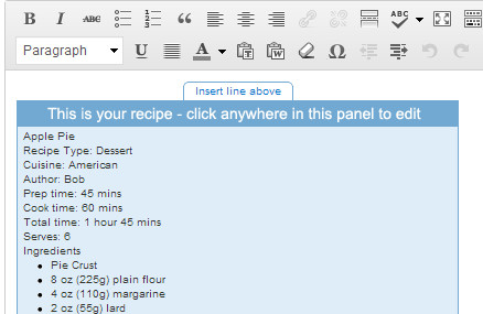 Recipe in Post Editor