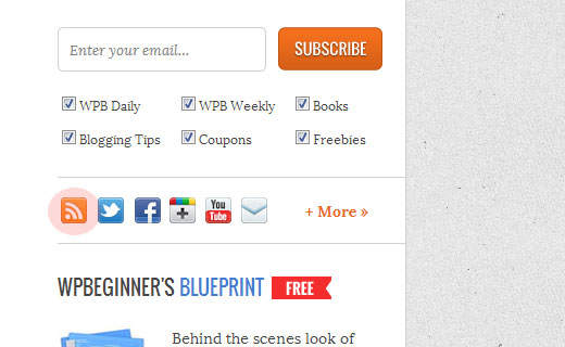 Display an RSS icon in your blog's sidebar