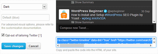 Copy your Twitter Widget Code