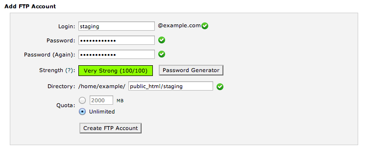 cPanel Add FTP Account cPanel Add FTP Account