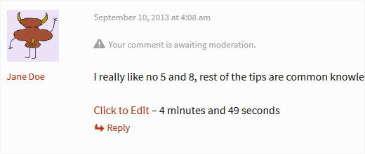 Simple comment editing