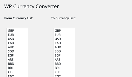 Adding or removing currencies from the currency converter