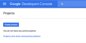 Creating a project in Google Developer Console Creating a project in Google Developer Console