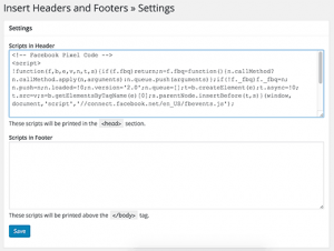 Adding Facebook pixel code using insert headers and footers plugin in WordPress Adding Facebook pixel code using insert headers and footers plugin in WordPress