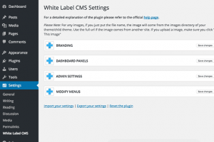 White Label CMS settings page White Label CMS settings page