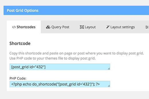 Copying the shortcode