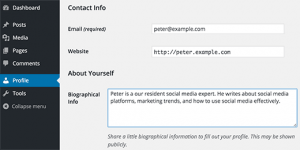 User editing their own profile in WordPress User editing their own profile in WordPress