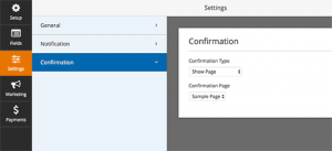 Setting up form confirmation Setting up form confirmation