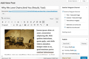 Send WordPress posts to your Telegram channel Send WordPress posts to your Telegram channel