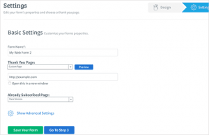 Form settings Form settings