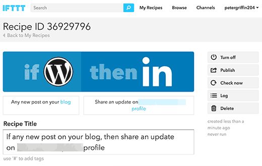 Your WordPress to LinkedIn recipe on IFTTT Your WordPress to LinkedIn recipe on IFTTT