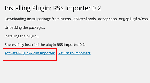 Activate and run importer Activate and run importer