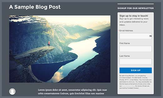 Constant Contact email signup form in WordPress Constant Contact email signup form in WordPress