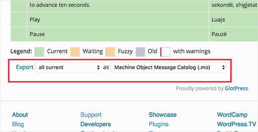 Exporting translations Exporting translations