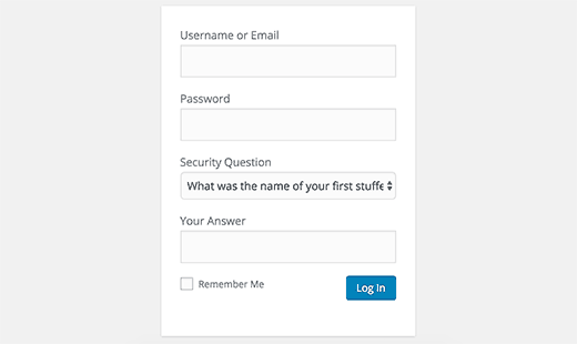 Security questions on login screen Security questions on login screen
