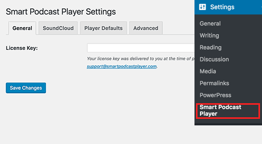 Smart podcast player plugin settings Smart podcast player plugin settings