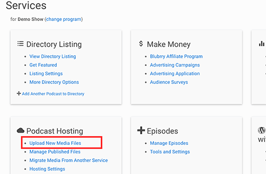 Upload your podcasting files Upload your podcasting files