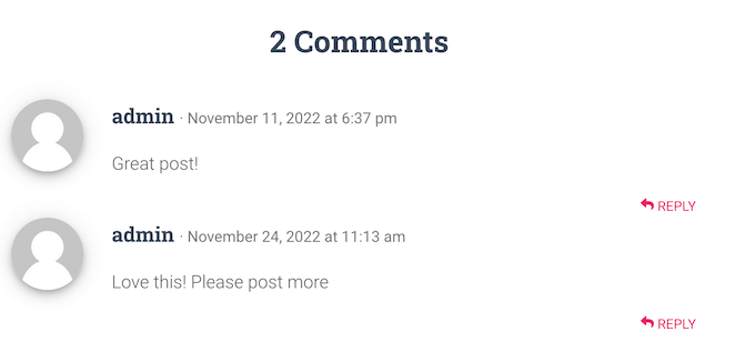 The WordPress comment section, with oldest comments first