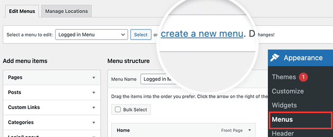 Create new menu
