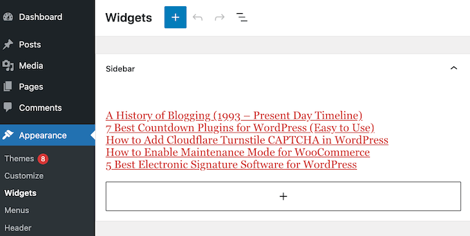 Showing your latest WordPress posts in a sidebar widget