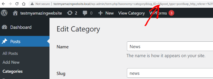 See category ID in URL