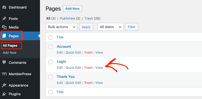 The MemberPress login settings