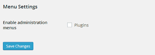 Enable Plugins menu for site admins