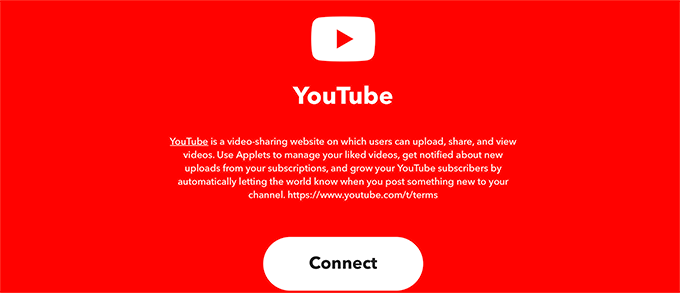 IFTTT connect YouTube 