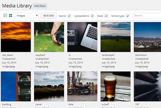 Grid view for media library in WordPress 4.0
