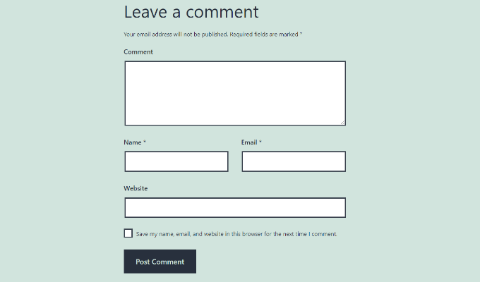 Comment form in WordPress