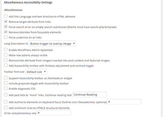 Miscellaneous Accessibility Settings
