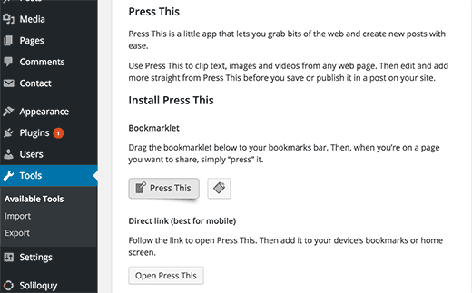 Press This in WordPress 4.2