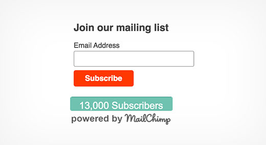 Предварительный просмотр плагина Mailchimp subscriber chiclet
