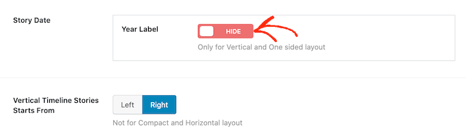 Hiding the label for your event timeline