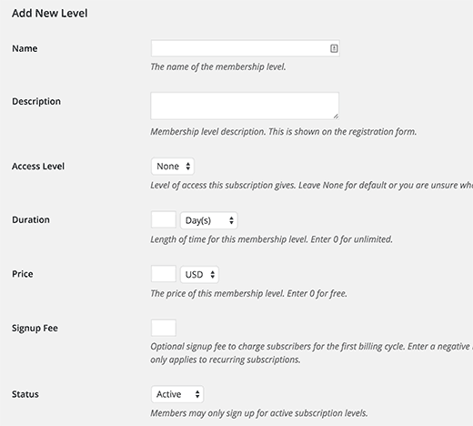 Adding new subscription level in Restrict Content Pro